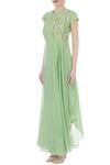 Buy_Nautanky_Green Round Pleated Asymmetric Dress For Women_Online_at_Aza_Fashions