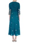 Shop_Nautanky_Blue Round Thai Silk Overlap Midi Dress _at_Aza_Fashions