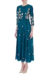 Buy_Nautanky_Blue Round Thai Silk Overlap Midi Dress For Women_Online_at_Aza_Fashions