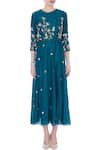 Shop_Nautanky_Blue Round Thai Silk Overlap Midi Dress For Women_Online_at_Aza_Fashions