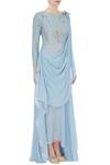 Nautanky_Blue Round Silk Draped Kurta Set For Women_Online_at_Aza_Fashions