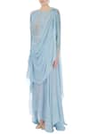 Buy_Nautanky_Blue Round Silk Draped Kurta Set For Women_Online_at_Aza_Fashions