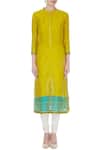 Shop_Rar Studio_Green Handloom Chanderi Kurta_Online_at_Aza_Fashions