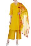 Buy_Desert Shine by Sulochana Jangir_Yellow Round Embroidered Kurta Set For Women_at_Aza_Fashions