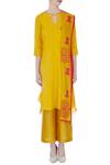 Shop_Desert Shine by Sulochana Jangir_Yellow Round Embroidered Kurta Set For Women_Online_at_Aza_Fashions