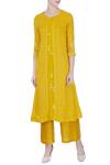 Buy_Desert Shine by Sulochana Jangir_Yellow Round Embroidered Jacket With Kurta For Women_at_Aza_Fashions
