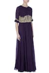 Desert Shine by Sulochana Jangir_Purple Round Embroidered Cape Tunic For Women_Online_at_Aza_Fashions