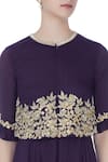 Desert Shine by Sulochana Jangir_Purple Round Embroidered Cape Tunic For Women_at_Aza_Fashions