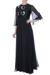 Buy_Desert Shine by Sulochana Jangir_Black Round Embroidered Gown For Women_at_Aza_Fashions