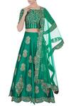 Buy_Vandana Sethi_Green Embroidered Lehenga Set_at_Aza_Fashions