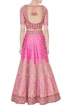 Shop_Vandana Sethi_Pink Leaf Neck Embroidered Lehenga Set For Women_at_Aza_Fashions