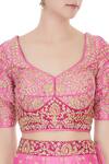 Vandana Sethi_Pink Leaf Neck Embroidered Lehenga Set For Women_at_Aza_Fashions