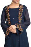 Priyam Narayan_Blue Round Embroidered Jacket And Kurta Set For Women_Online_at_Aza_Fashions