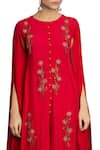 Shop_Priyam Narayan_Red Round Embroidered Kurta Palazzo Set  _at_Aza_Fashions