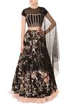 Buy_Mani Bhatia_Black Round Embroidered Lehenga Set _at_Aza_Fashions