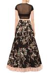 Shop_Mani Bhatia_Black Round Embroidered Lehenga Set _at_Aza_Fashions
