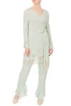 Buy_Mani Bhatia_Green V Neck Knotted Tunic With Pants For Women_at_Aza_Fashions