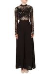 Shop_Mani Bhatia_Black Round Flared Tassel Jumpsuit For Women_Online_at_Aza_Fashions