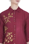 Joy Mitra Red Silk Blend Embroidered Zari Work Collar Sequins Style Tunic at Aza Fashions Joy Mitra_Red Silk Blend Embroidered Zari Work Collar Sequins Style Tunic _at_Aza_Fashions