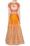 Shop_Vandana Sethi_Orange Leaf Neck Embroidered Lehenga Set For Women_at_Aza_Fashions