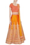 Vandana Sethi_Orange Leaf Neck Embroidered Lehenga Set For Women_Online_at_Aza_Fashions