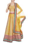 Buy_Vandana Sethi_Yellow Leaf Neck Embroidered Lehenga Set For Women_at_Aza_Fashions
