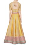 Shop_Vandana Sethi_Yellow Leaf Neck Embroidered Lehenga Set For Women_at_Aza_Fashions