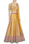 Vandana Sethi_Yellow Leaf Neck Embroidered Lehenga Set For Women_Online_at_Aza_Fashions