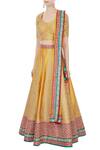 Buy_Vandana Sethi_Yellow Leaf Neck Embroidered Lehenga Set For Women_Online_at_Aza_Fashions