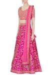 Buy_Vandana Sethi_Pink Leaf Neck Embroidered Lehenga Set For Women_Online_at_Aza_Fashions