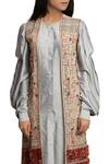 Priyam Narayan_Blue Round Handloom Dress With Jacket For Women_Online_at_Aza_Fashions