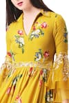 Buy_Mahima Mahajan_Yellow Crepe Printed Floral V Neck Anarkali Kurta And Pant Set _Online_at_Aza_Fashions