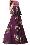 Shop_Mahima Mahajan_Purple Modal Satin Printed Floral Round Lehenga With Blouse For Women_at_Aza_Fashions