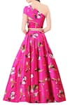 Shop_Mahima Mahajan_Pink Modal Satin Printed Floral Motifs Blouse And Lehenga Set For Women_at_Aza_Fashions