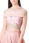 Buy_Mahima Mahajan_Pink Georgette Embroidered Floral Motifs Round Crop Top And Palazzo Set For Women_Online_at_Aza_Fashions