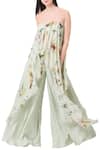 Buy_Mahima Mahajan_Green Georgette Printed Floral Tube Off-shoulder Blouse For Women_at_Aza_Fashions