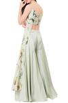 Shop_Mahima Mahajan_Green Printed Draped Crop Top For Women_at_Aza_Fashions