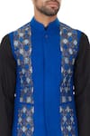 Narendra Kumar_Blue Matka Silk Embroidered Bundi  _at_Aza_Fashions