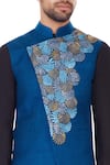 Narendra Kumar_Blue Matka Silk Embroidered Bundi  _at_Aza_Fashions