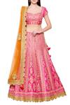 Buy_Shyam Narayan Prasad_Pink U Neck Embroidered Bridal Lehenga Set For Women_at_Aza_Fashions