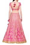 Shop_Shyam Narayan Prasad_Pink U Neck Embroidered Bridal Lehenga Set For Women_at_Aza_Fashions