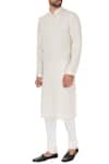 Buy_Vanshik_White Linen Embroidered Kurta Set _at_Aza_Fashions