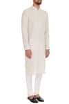 Vanshik_White Linen Embroidered Kurta Set _Online_at_Aza_Fashions