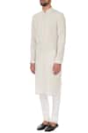Buy_Vanshik_White Linen Embroidered Kurta Set _Online_at_Aza_Fashions