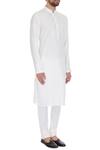 Vanshik_Off White Linen Embroidered Kurta Set _Online_at_Aza_Fashions