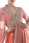 Nikasha_Pink V Neck Floral Print Anarkali With Dupatta For Women_Online_at_Aza_Fashions