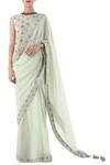 Buy_Nikasha_Grey Round Hand Painted Saree With Blouse For Women_at_Aza_Fashions