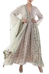 Nikasha_Grey V Neck Painted Anarkali Set _Online_at_Aza_Fashions