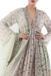 Buy_Nikasha_Grey V Neck Painted Anarkali Set For Women_Online_at_Aza_Fashions