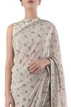 Buy_Nikasha_Grey Round Hand Painted Saree With Blouse _Online_at_Aza_Fashions